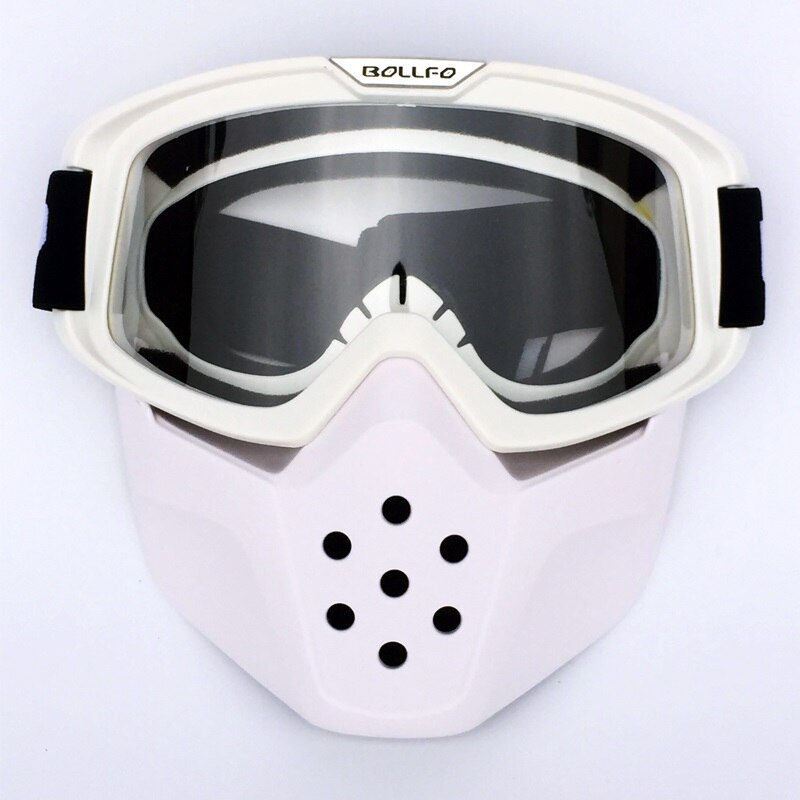 Vintage Motorcycle Shark Helmet Goggles Classic Motocross Goggles Glasses Windproof Retro Open face Helmets Goggles Mask: B656 white clear