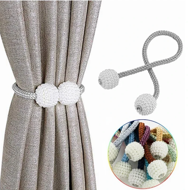 Abrazaderas magnéticas para cortinas, soporte con pompón, Clips magnéticos para colgar bolas, accesorios de decoración del hogar, 1 unidad