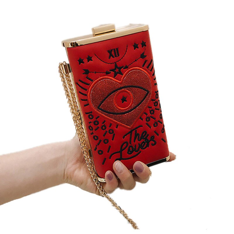 Frauen Luxus Handtasche Bestickt Augen Liebe Kette Bote Taschen Abend Tasche Dame Party Geldbörse Cocktail Bankett Tasche Schild Kupplungen