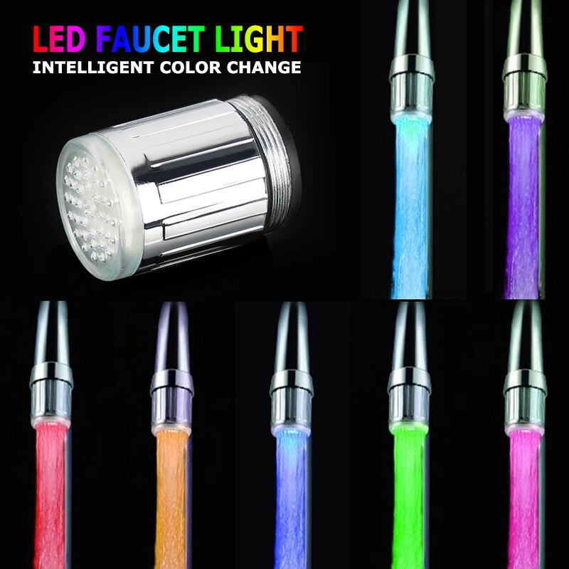 3-Color Light-up Faucet LED Temperature Sensitive Kitchen Bathroom Glow Water Saving Faucet Aerator Tap Nozzle Shower Kitchen: 7color