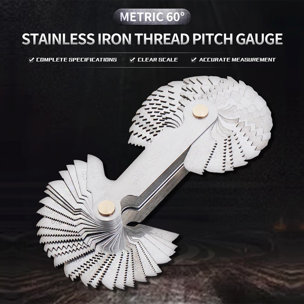 Metric Imperial 58pcs Blade US Screw Gauge SAE Whitworth 55 Degree &amp; Metrisch 60 Degree Thread Pitch Gauge for Measuring Tool