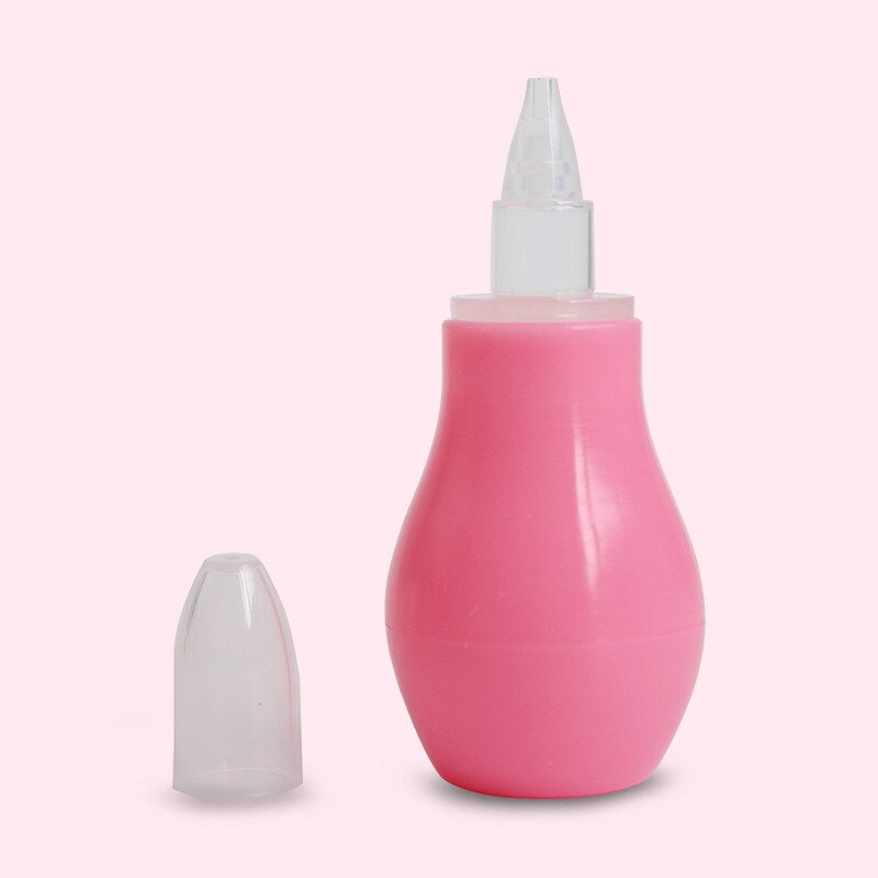 Nose Aspirator Silicone Newborn Baby Children Toddler Nose Cleaner Infant Snot Vacuum Sucker Soft Tip Cleaner Baby Care: Pink