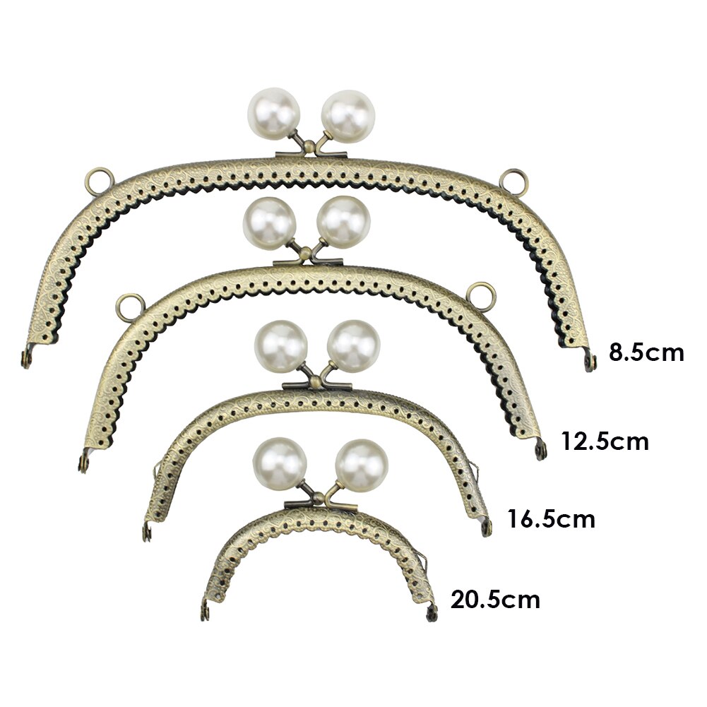 Pearl Flower Pattern Wallet Metal Handle Frame Arc Shaped DIY Clutch Purse Bag Kiss Clasp Lock Handbag Hardware Accessories
