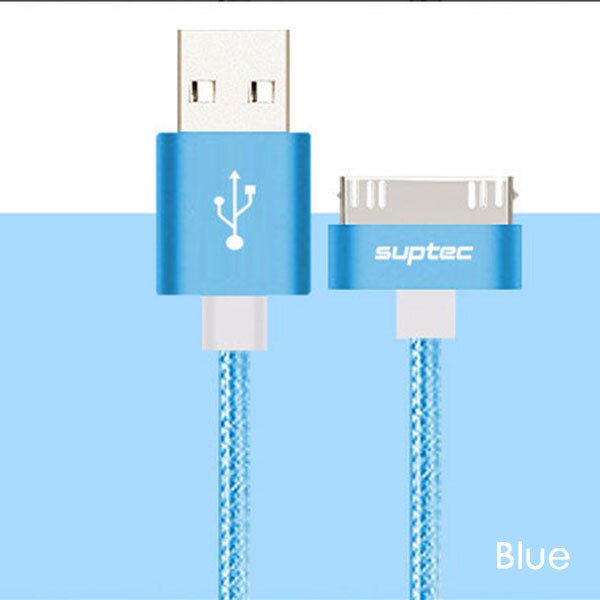SUPTEC USB kabel dla iPhone 4 s 4S 3GS iPad 2 3 ipod nano dotykowy szybkie ładowanie 30 Pin oryginalny adapter do ładowarki ładowarka kabel do transmisji danych: Blue / 200cm