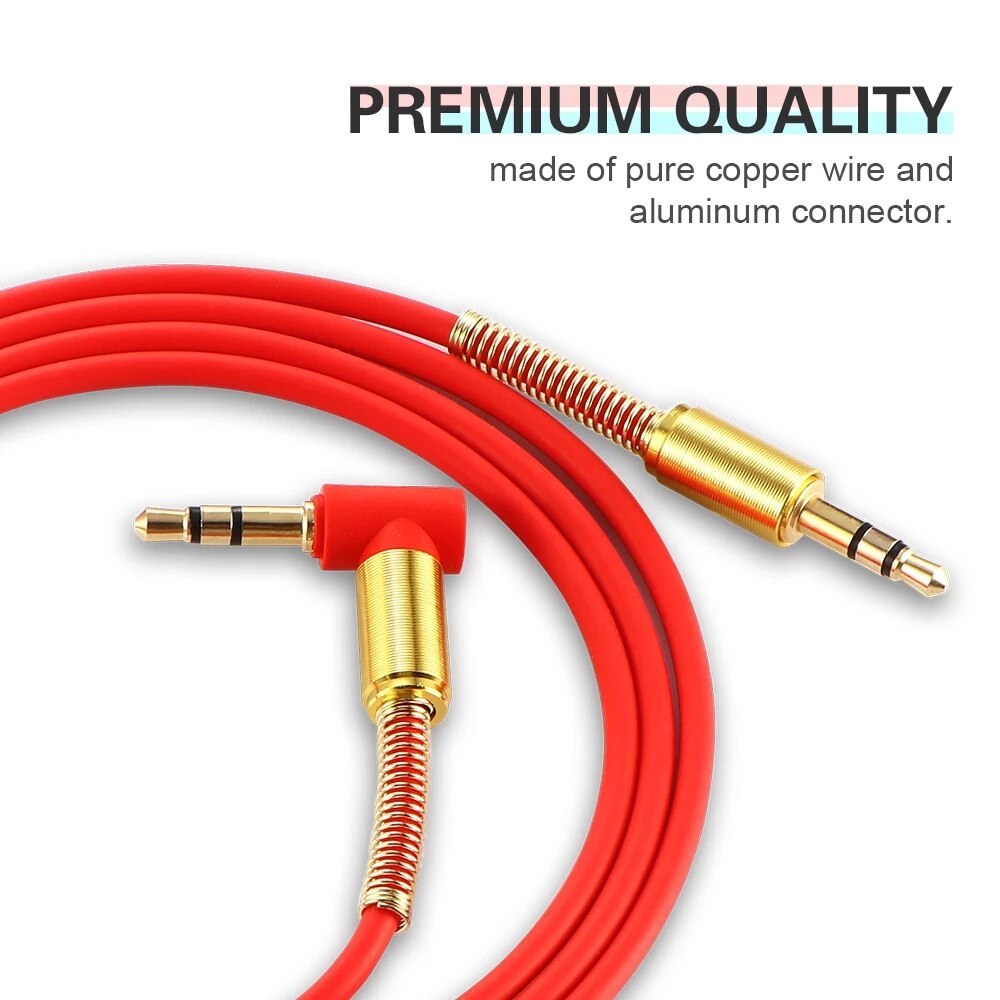 Car AUX Audio Cable 3.5mm Jack acoustics Male to Male HIFI Universal Stereo Audio Cable with 90 Degree Angle AUX Cord