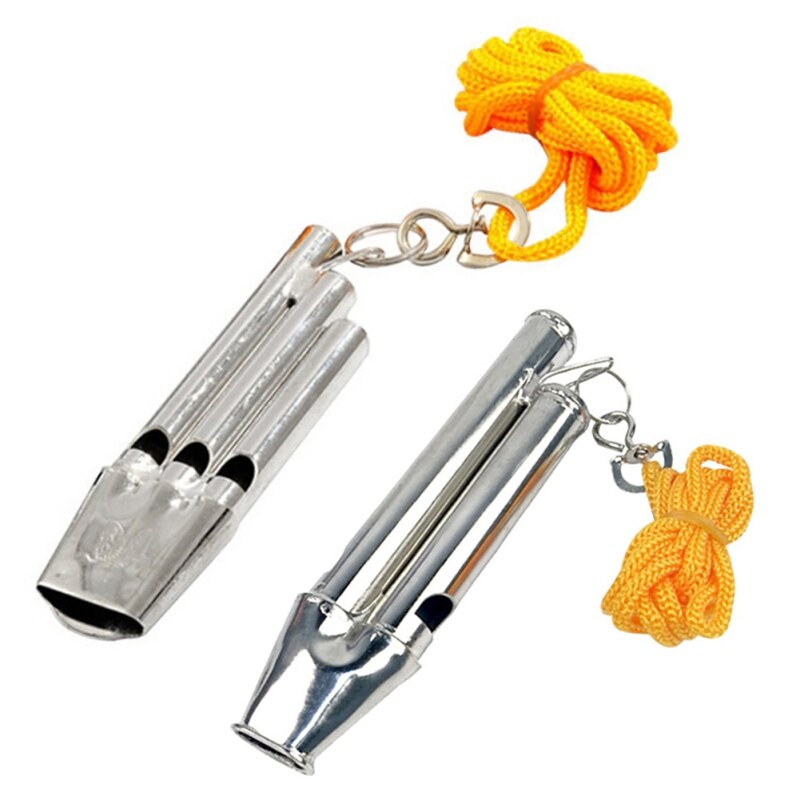 Coach Referee Metal Whistle With Lanyard Neck Rope Cord Emergency Security Ball Sports Outdoor Game Trainning Whistle