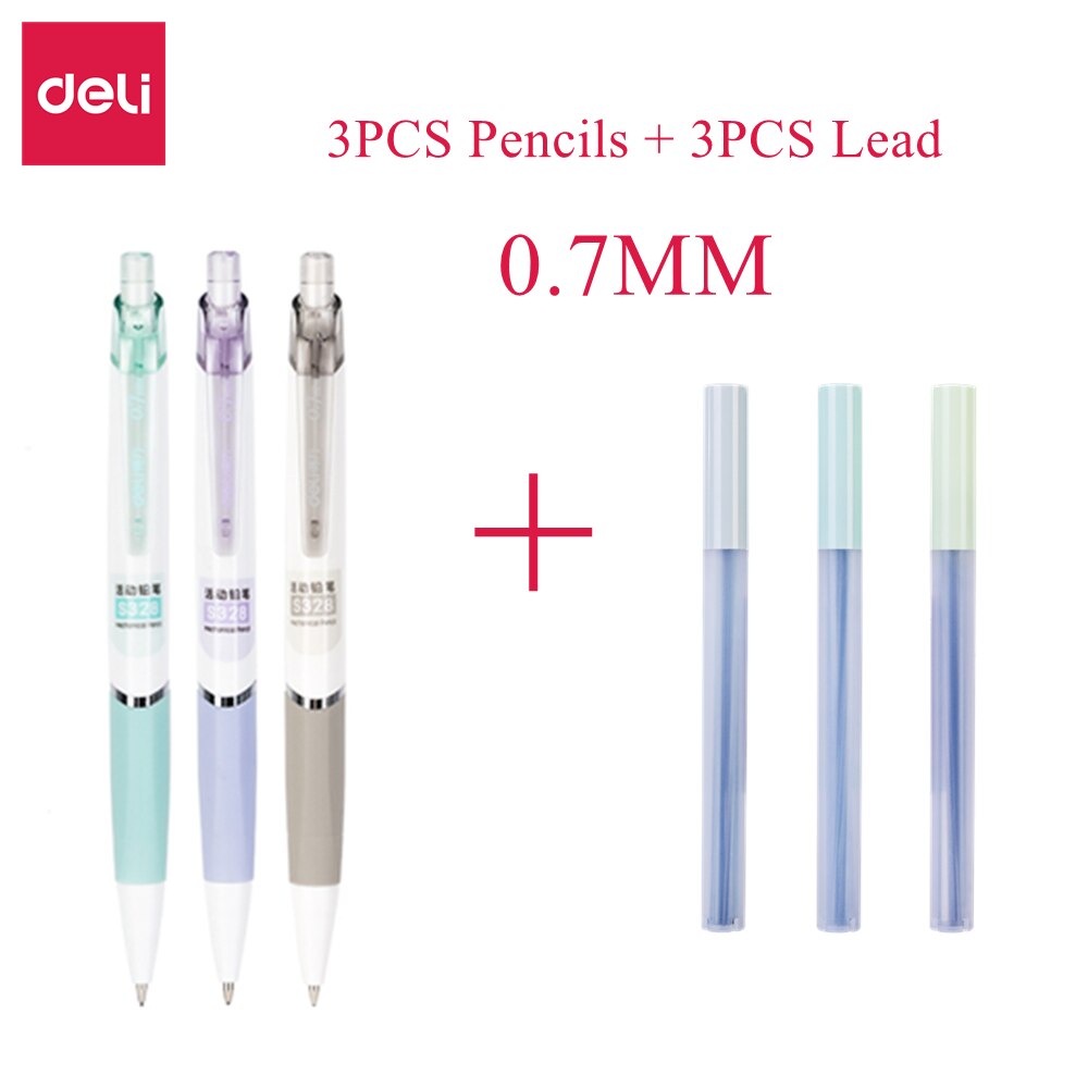 Deli Mechanical Pencil 0.5mm 0.7mm Plastic Automatic Pencils 0.5mm/0.7mm Lead Student For School Office: 0.7mm Set