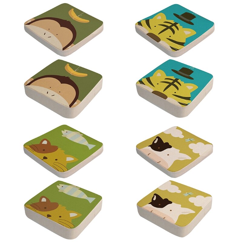 Cuscino per bambini da pranzo con stampa animalier antiscivolo 2 pz/set