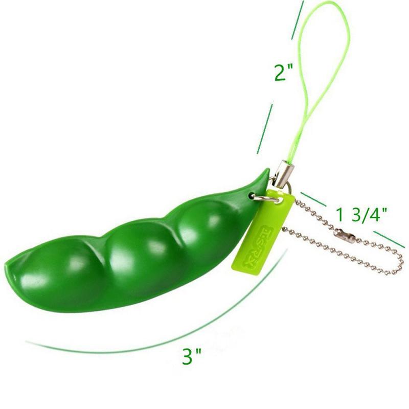 1Pcs Infinite Squeeze Edamame Bean Pea Keychain Stress Relieve Decompression Toys Cute Edamame Toys For Boys Girls