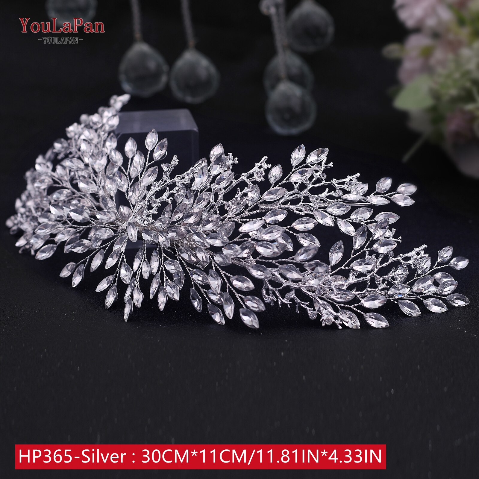 Topqueen-pente de cabelo hp289 dourado, pente de cabelo luxuoso, de noiva, pente de cristal, pentes artesanais, vintage, joias de cabelo: HP365-Silver