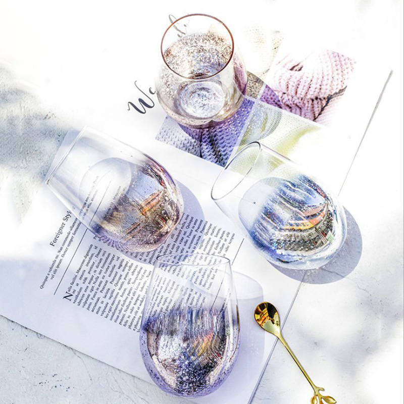 Europese Creatived Sterren Ei Cup Plated Kleur Grote Capaciteit Loodvrij Kristal Glas Cup Voor