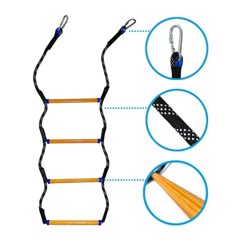 4 Step Boat Rope Ladder, Marine Rope Ladder for Inflatable Boat Kayak Motorboat Canoeing, Portable Rope Boarding Ladder