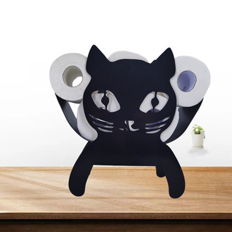 Creatieve Dier Vormige Zwart Ijzer Roll Papieren Handdoek Houder Kat Elanden Vee Varken Ambachten Badkamer Rack Ornamenten Toiletrolhouder