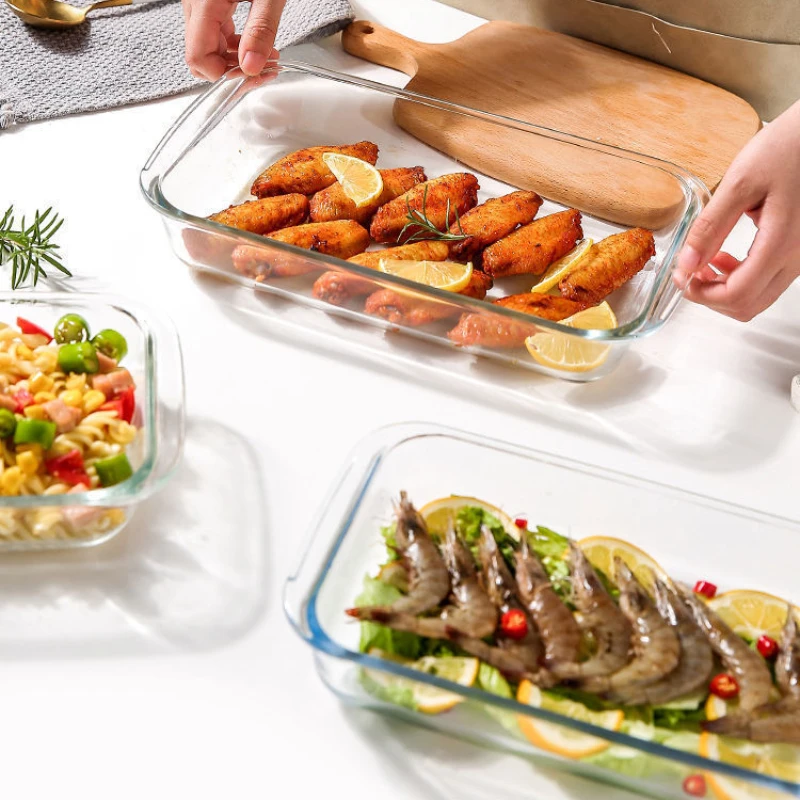 Plato de vidrio para hornear, bandeja para horno, herramientas y accesorios de cocina, utensilios de cocina, sartenes