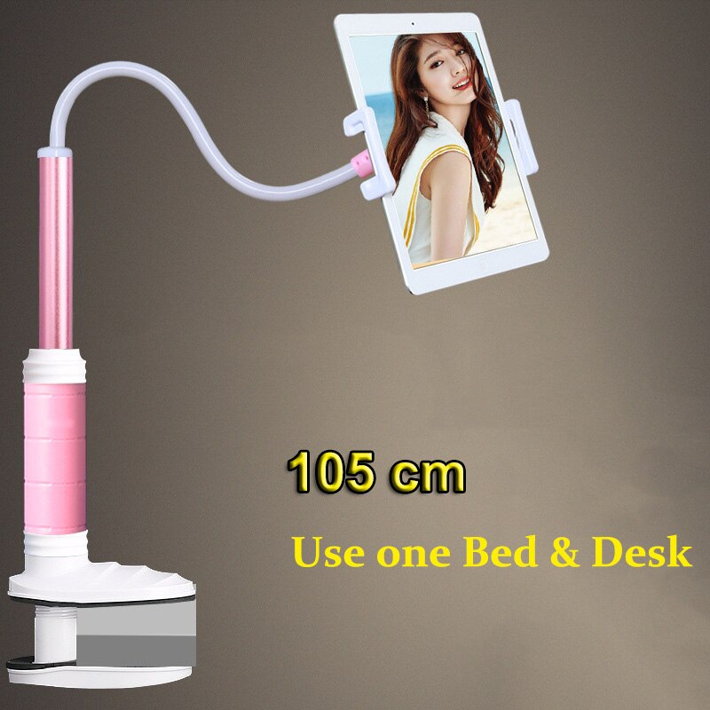 130cm fleksibel bordholder til tablettelefoner, der kan justeres til 5 to 12.9 tommer sengestøttebeslag til tablettelefon til ipad pro: 105cm rosaguld