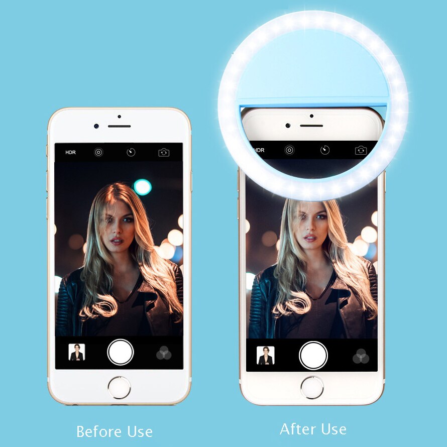 Anillo de luz LED con carga USB para selfi, lámpara luminosa para teléfono móvil, iPhone, Xiaomi, iOS y Android