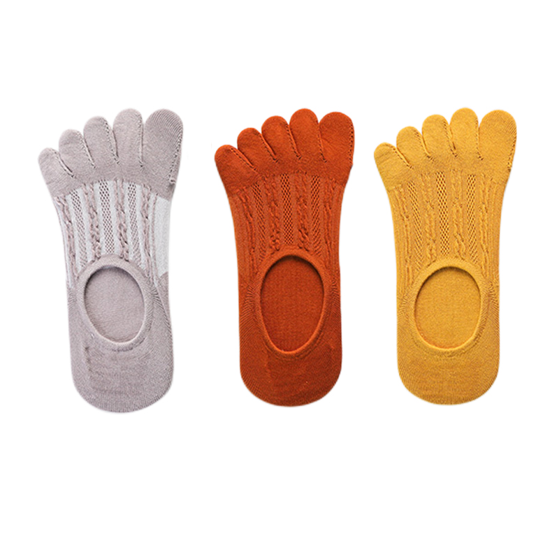 3 pares de calcetines de mujer de de algodón transpirable Invisible tobillo calcetines cortos de barco punta abierta elasticidad absorbente de sudor señoras Sox: Verde militar