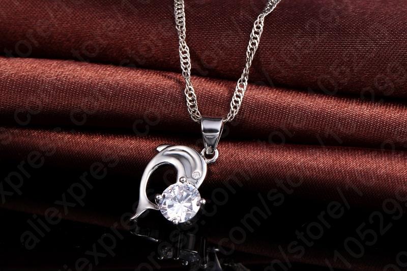 Trendy Dolphine Pendant 925 Sterling Silver Fine Jewelry Necklace Earring For Women Wedding Set