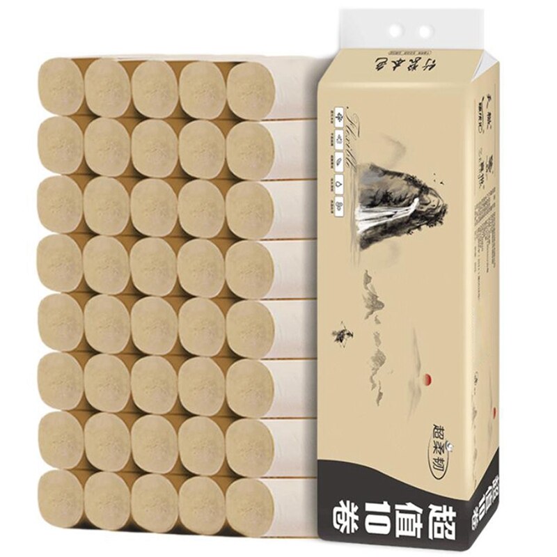 2 muestras (20 rollos) de papel higiénico, pulpa de bambú Natural para el hogar, rollo de papel higiénico sin núcleo