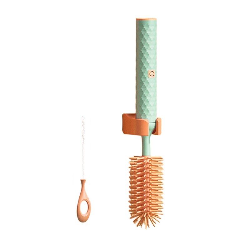 Elektrische Baby Flasche Pinsel, Flasche Reinigung einstellen Silikon Baby Nippel Stroh Reiniger Wasserdichte Elektrische Tasse Pinsel: Grün