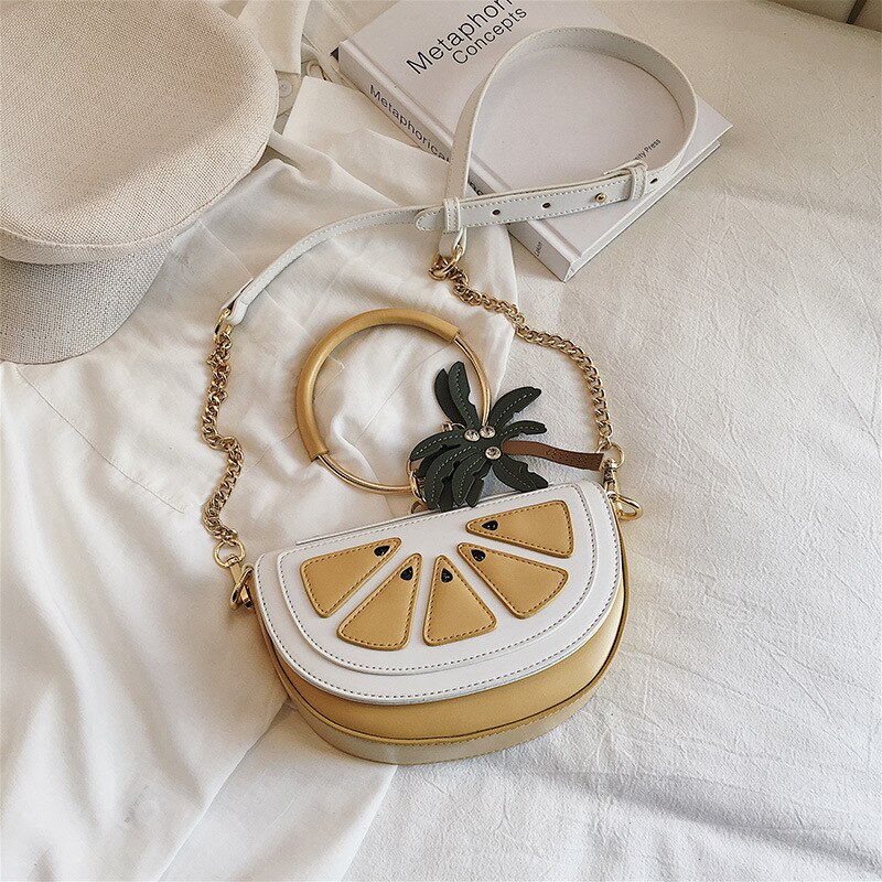 Sommer Wind Nette Wassermelone Hand Tasche Diagonale Kleine Tasche Schulter Taschen: Zitrone