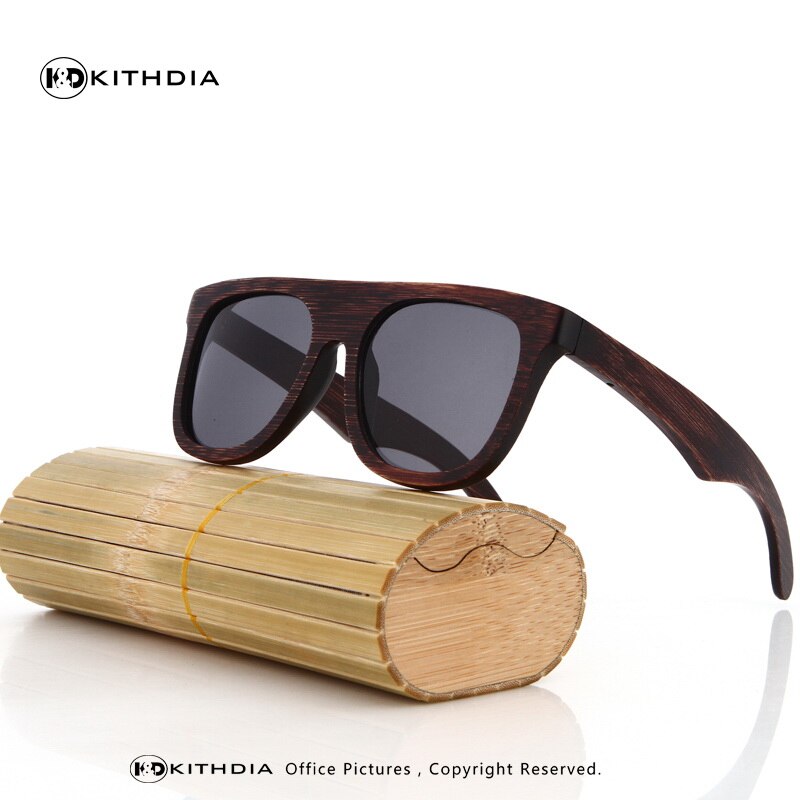 KITHDIA Hout Zonnebril Mannen Gepolariseerde Rijden bamboe Zonnebril Houten Brilmonturen Oculos De Sol Feminino: 1