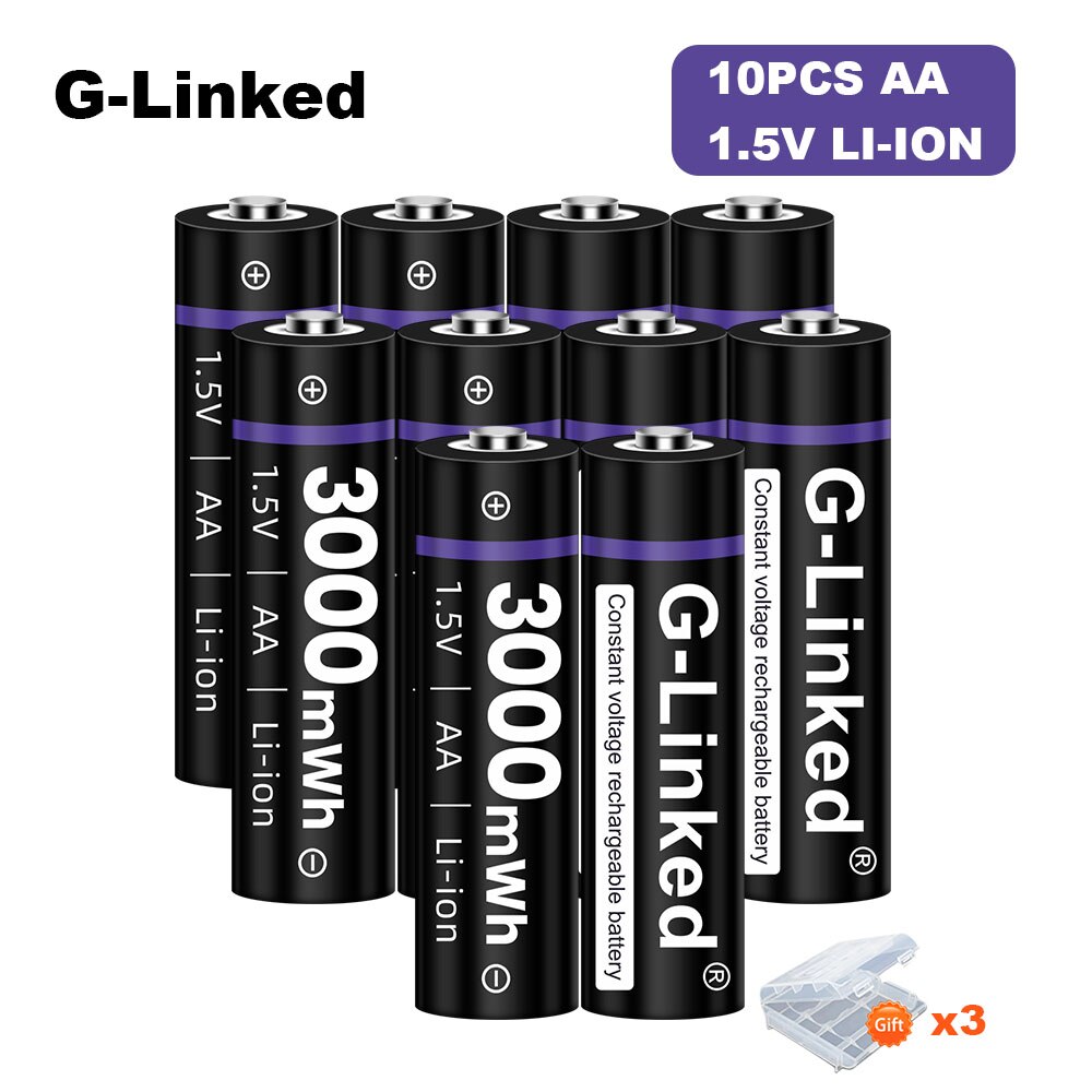 2-16pcs 1.5v AA Rechargeable Battery 3000mWh Li-ion Lithium Liion Li ion 1.5 Volt AA 2A Batteries for Toys Camera Flashlight: 10pcs aa