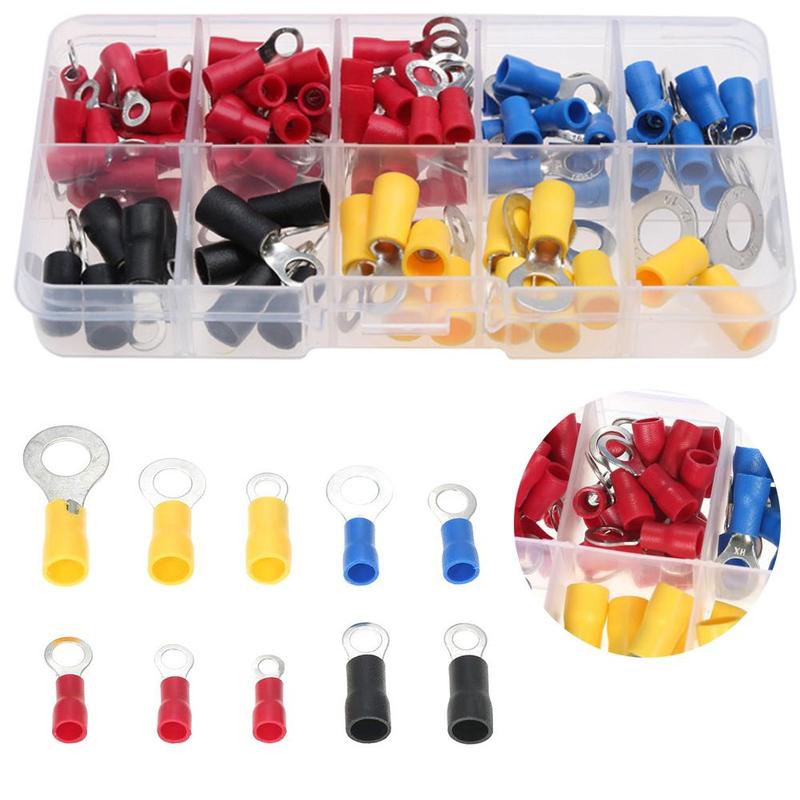 102pcs Ring Terminal Electrical With Storage Box Connector Assorted Insulated Rings Wire Copper Crimp Terminals Assortment Kit