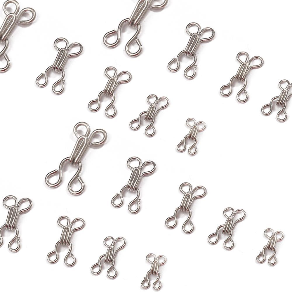 Silver/Black 24pcs Sewing Hooks and Eyes Closure Eye Sewing Closure for Bra Fur Coat Jacket Garment Sewing Accessories