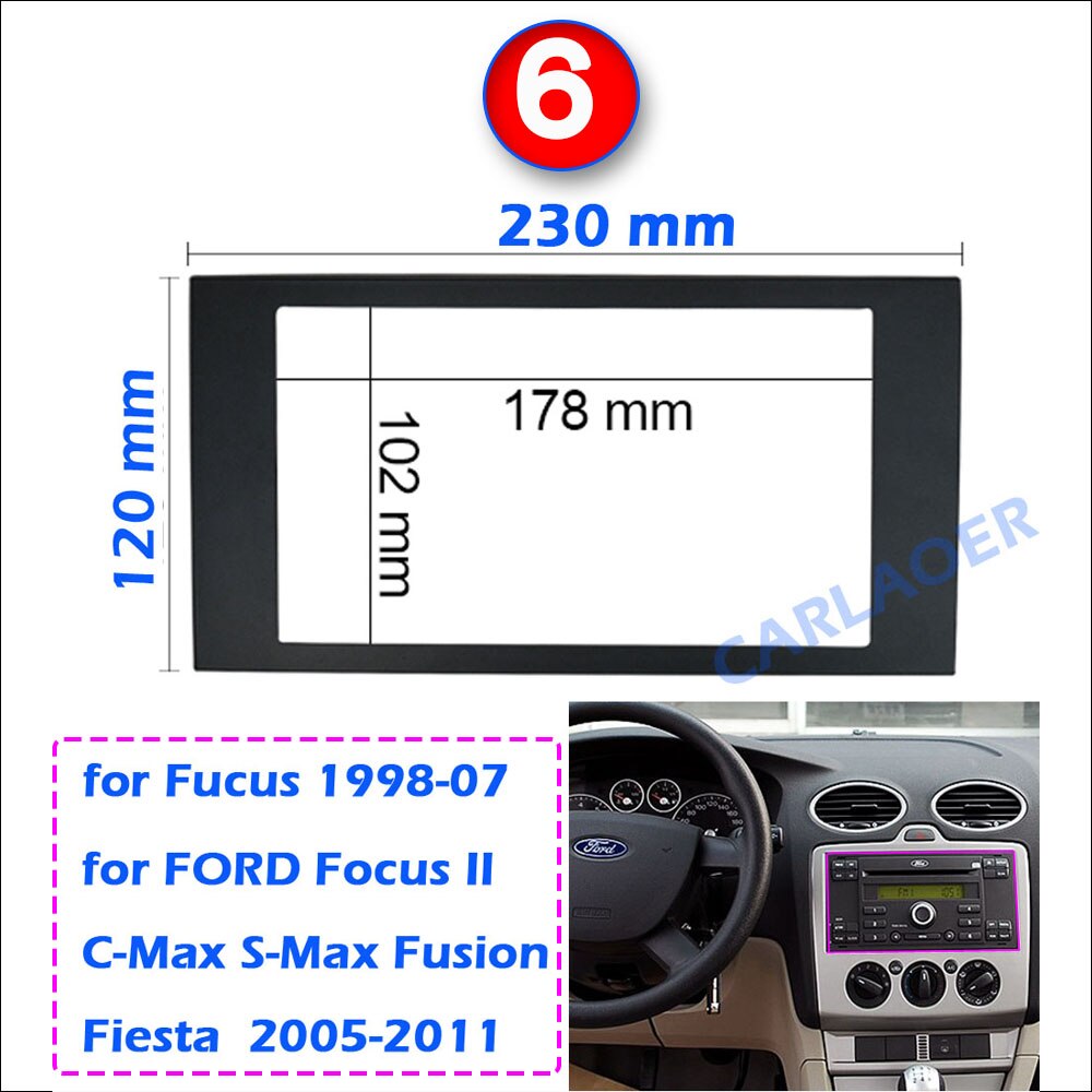 car frame for Universal 2 Din auto radio / android player Frame Retrofitting decorative framework 178 x 102mm panel No gap: FORD