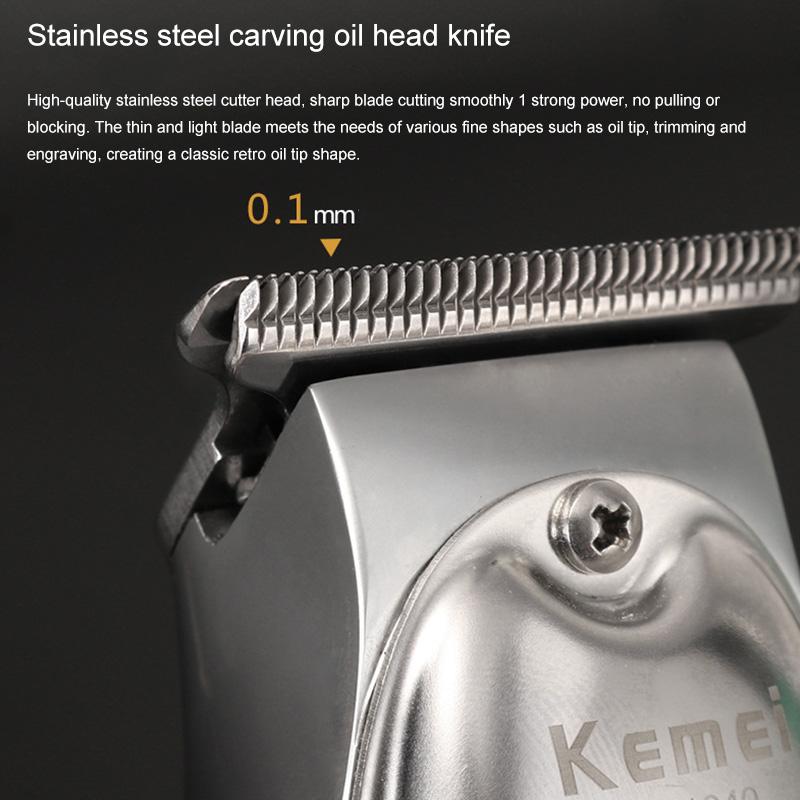 Kemei-maquinilla eléctrica para cortar el pelo para hombres, máquina para cortar el pelo de Metal, cabeza de aceite de 0mm, carga USB, 5w maquina de cortar cabello cortadora de pelo maquinilla de cortar
