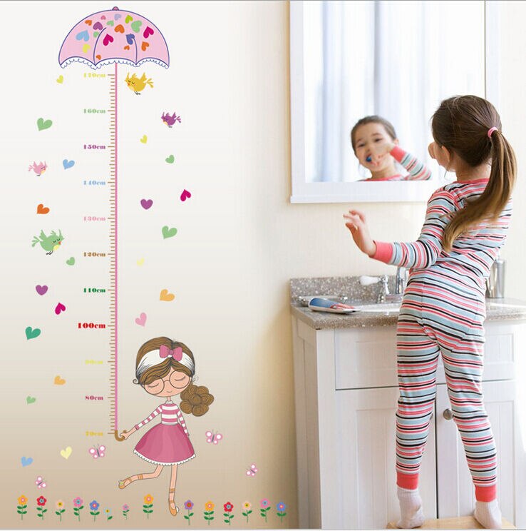 Etiqueta de vinilo de PVC para niños y niñas, tabla de medidas de altura, decoración de habitación, Tabla de Medidas de altura,