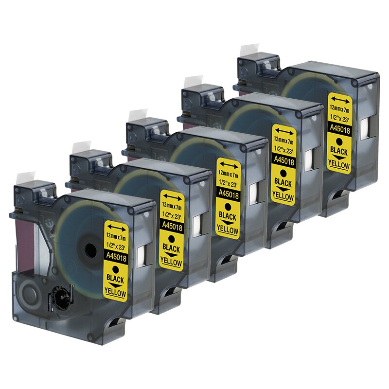 Oozmas Multicolor Band 45013 45010 45018 45021 45023 45024 Kompatibel 12MM für Dymo D1 Label Bänder für Dymo LM160 LM280: Black on Yellow