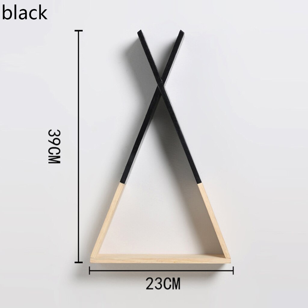 Estantería de pared de almacenamiento en estantes decorativos estante de vitrina triangular de madera para sala de estar, dormitorio, decoración para habitación de niños: Black