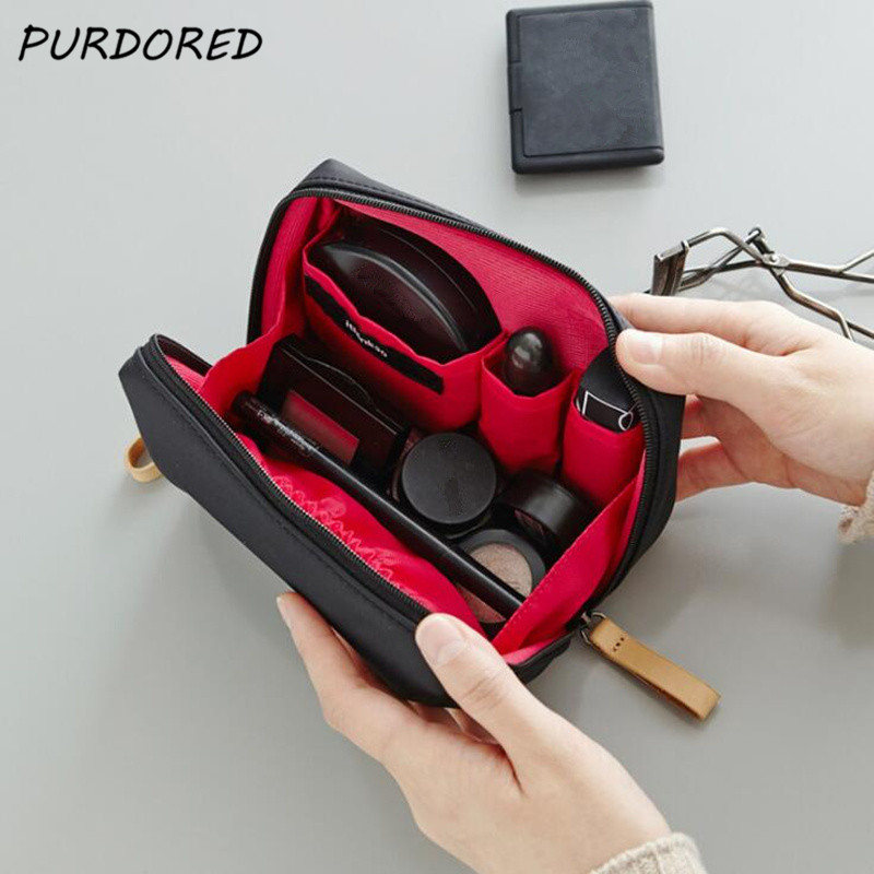 PURDORED 1 pc Solid Cosmetic Bag Korean Style Women Makeup Bag Pouch Toiletry Bag Waterproof Makeup Organizer Case necessaire