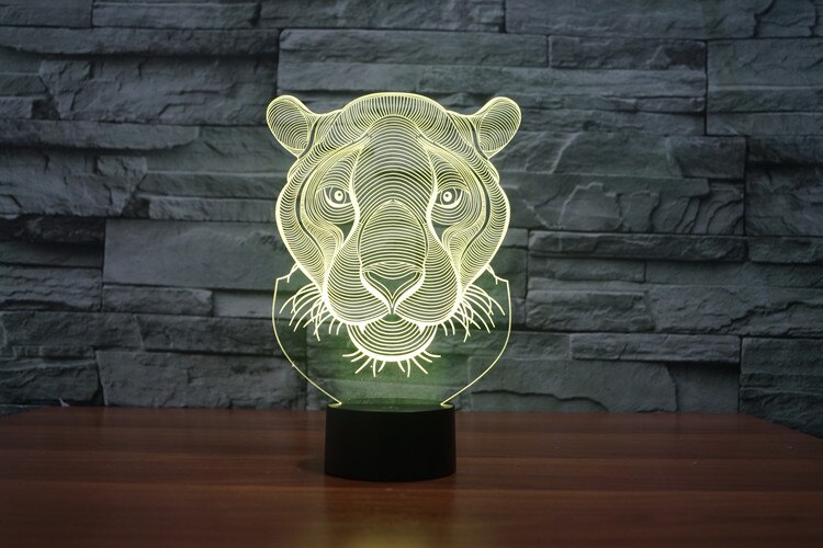 Löwen Kopf Modell 3D LED Licht Hologramm Illusionen 7 Farben Ändern Dekor Lampe Besten Nacht Licht für Heimat Deko 3220