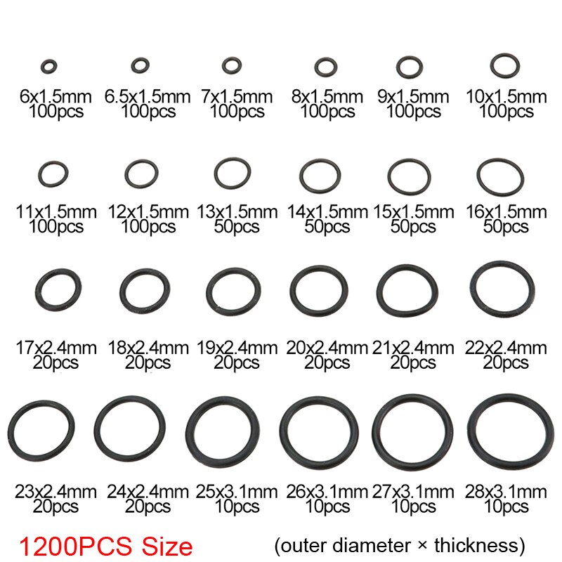 740Pcs 1200Pcs Nitril Rubber O Ring Set Met Haak Gereedschap Nbr Seal Ringen Pakking Oring 24 Maten Olie-Slip Afdichting O-Ring Kit