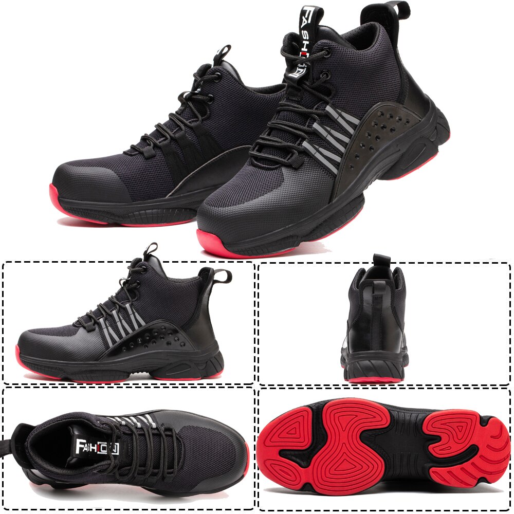MWSC-zapatos de trabajo de seguridad para hombres, botas de trabajo transpirables con punta de acero, antigolpes, para construcción