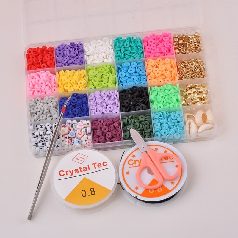 NBEADS 5700 Perline In Argilla Polimerica Colorate – Piatte Tonde 4mm, Per Gioielli Fai-da-Te, Foro 1mm