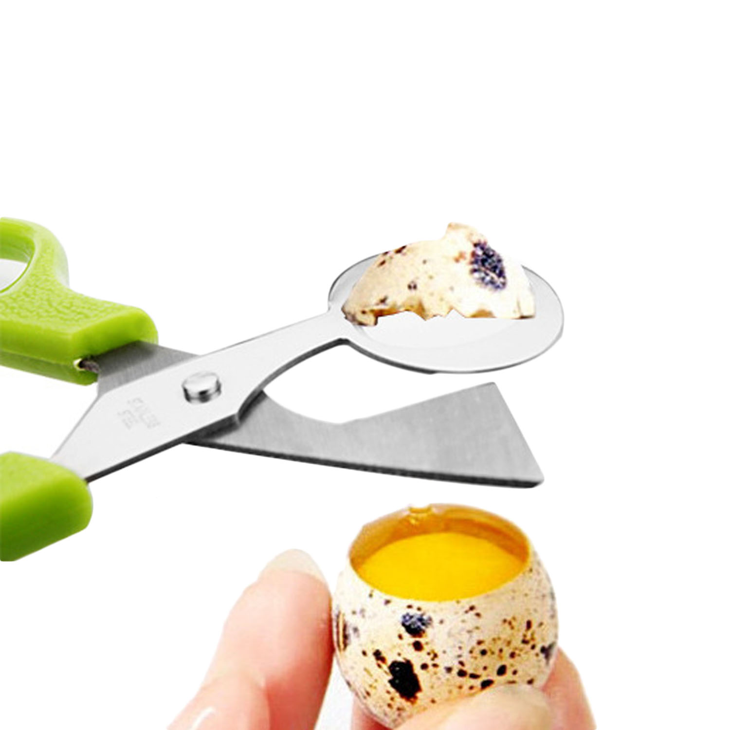 Kwarteleierenschaar, roestvrij stalen eiersnijder, eierschaalopener, kleine eierschaar, open, keukengereedschap voor thuis, restaurant, keuken (groen Kwarteleierenschaar, roestvrij stalen eiersnijder, eierschaalopener, kleine eierschaar, open, keukengereedschap voor thuis, restaurant, keuken (groen