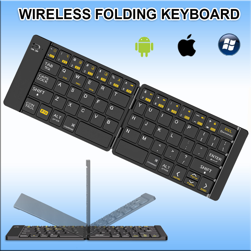 Foldable Wireless Keyboard Ultra Slim Bluetooth Keyboard Rechargeable Portable Folding Keyboard for Tablet Laptop