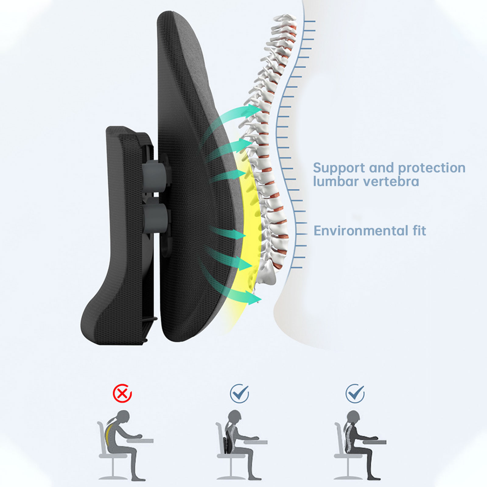 Bil lændestøtte lændepude kontorpude rygpude bil blød pude ergonomisk lændepude lændepude