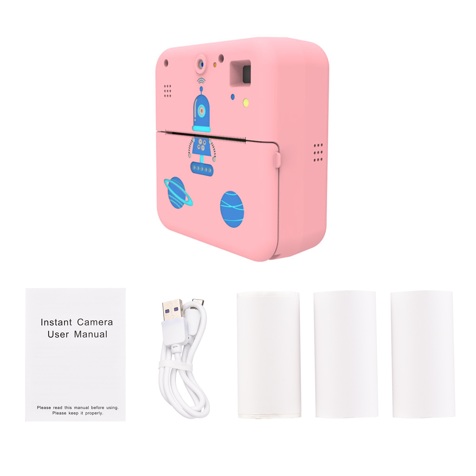 Mini Pocket Printer Camera Instant Print Portable Thermal Printing Machine Wireless BT Connection for Picture Label DIYHandcraft: Pink