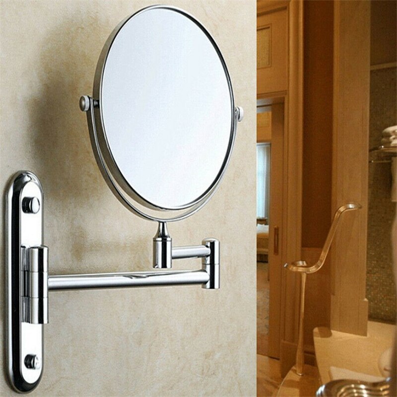 Krom 10x forstørrende vægmonteret rundt spejl forfængelighed fyldes op barbering folde badeværelse makeup spejl fri hul vægmonteret