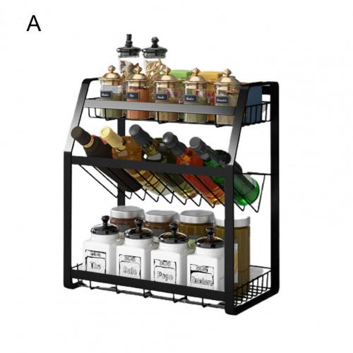 Modern Wall-mounted Spice Rack Easy to Install Seasoning Bracket Space-saving for Household: A