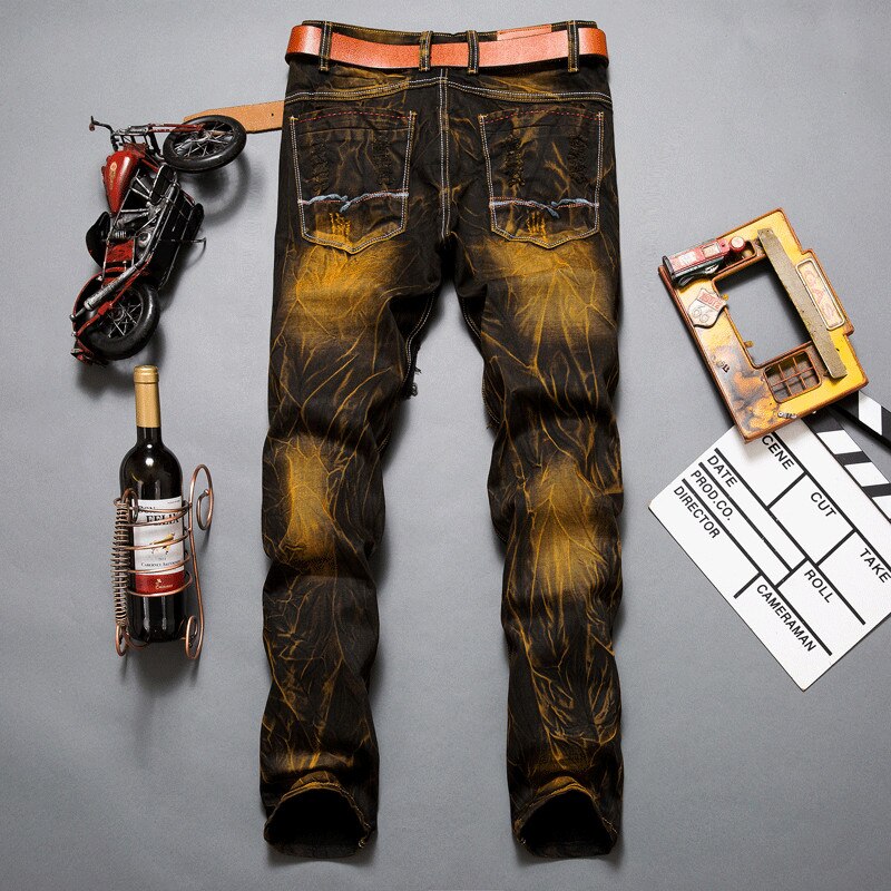 hommes déchiré Jean pantalon coupe ajustée en détresse Hip Hop trou Rock Denim mâle nouveauté Streetwear hommes Jean Punk pantalon