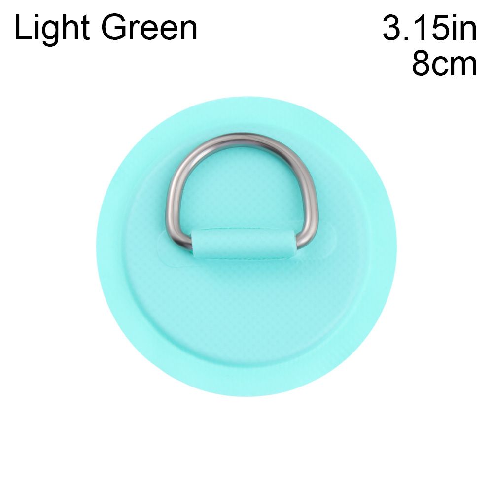1PC 8cm/11cm Stainless Steel D Ring Pad/Patch With Glue for PVC Inflatable Boat Raft Dinghy Canoe Kayak Surfboard SUP Tie Down: light green-8cm