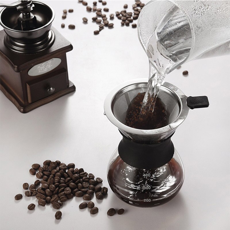 300/400ml High-temperature Resistant Glass Coffee Maker Coffee Pot Espresso Coffee Machine with Stainless Steel Filter Moka Pot