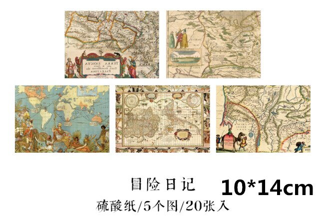 20PCS Dream Map Series Material Paper DIY Scrapbooking Primer Collage Diary Album Photo Prop Packaging Decorate: F  20sheets  1bag