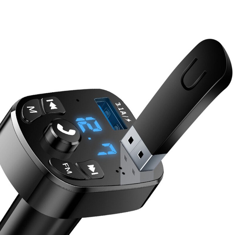 Reproductor MP3 con manos libres para coche, Transmisor FM, puertos USB duales, carga rápida, Bluetooth
